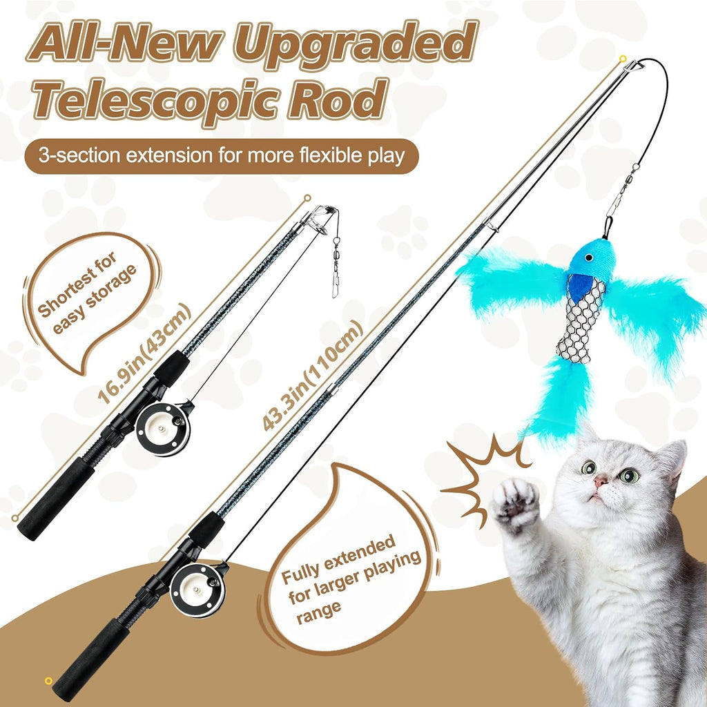 Pawaboo Cat Feather Toys, 4 Pack Interactive Cat Feather Teaser Wand Toys