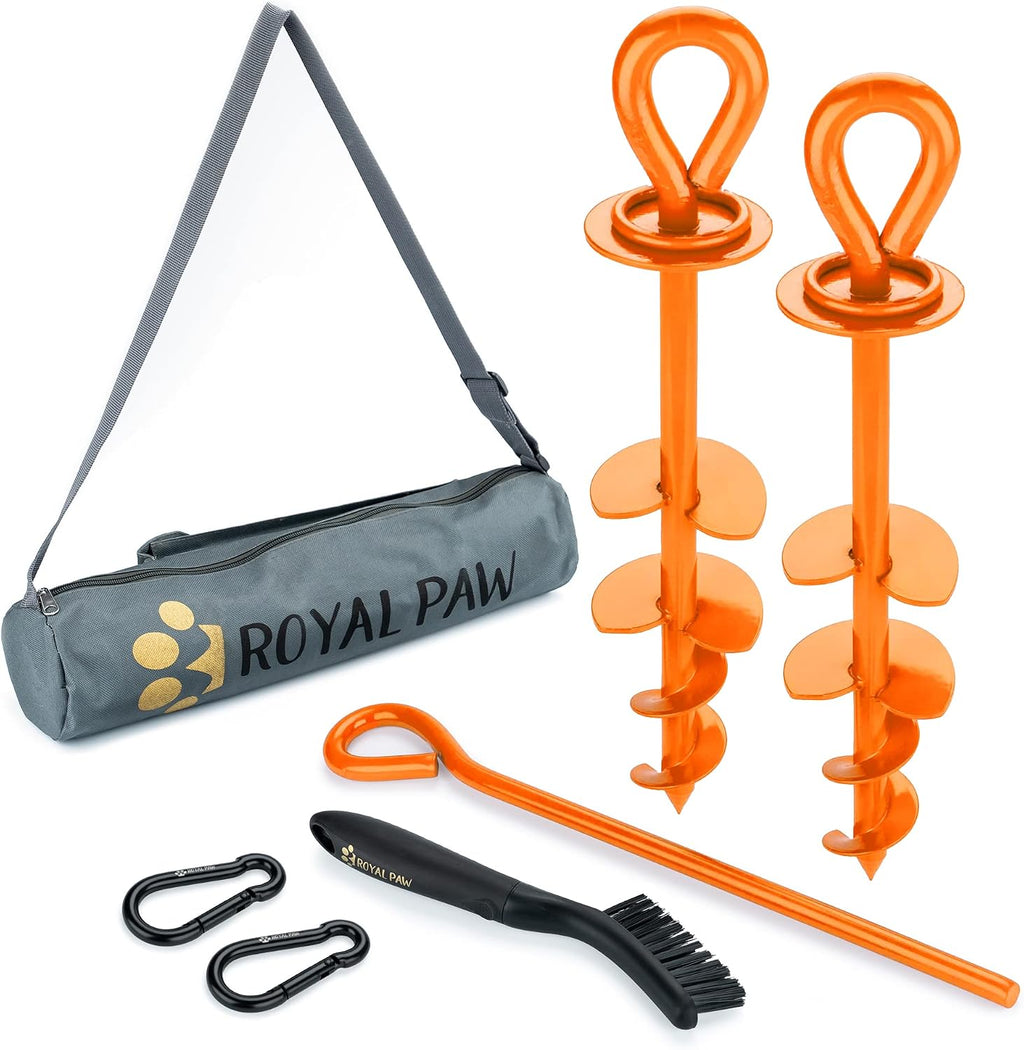 ROYAL-PAW Dog Tie Out Stake - for Large Dogs up to 210 lbs - Heavy Duty Dog Stake for Yard, Beach & Camping Outside - Be