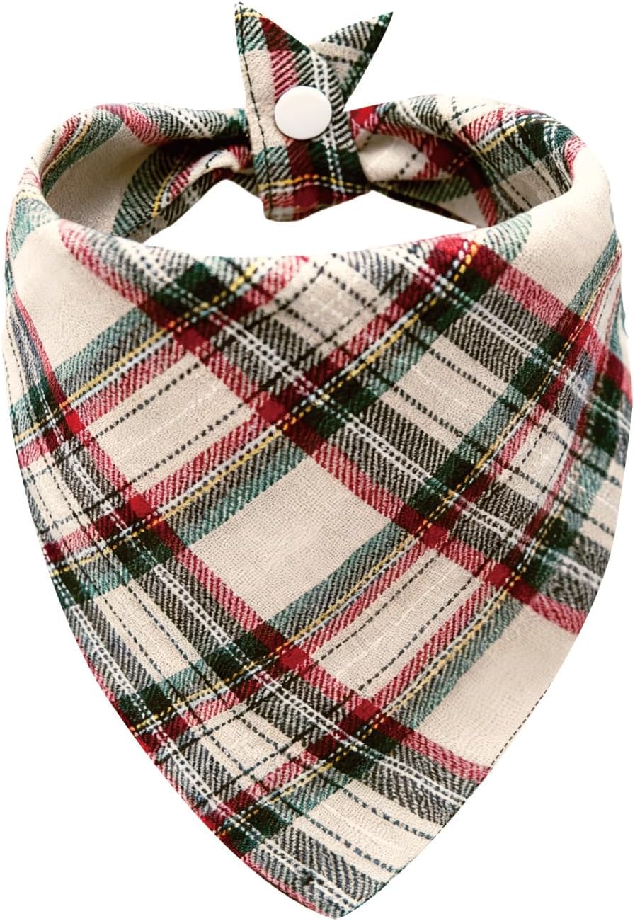 Adjustable Buckle christmas Dog Bandana, Red Green White, Medium