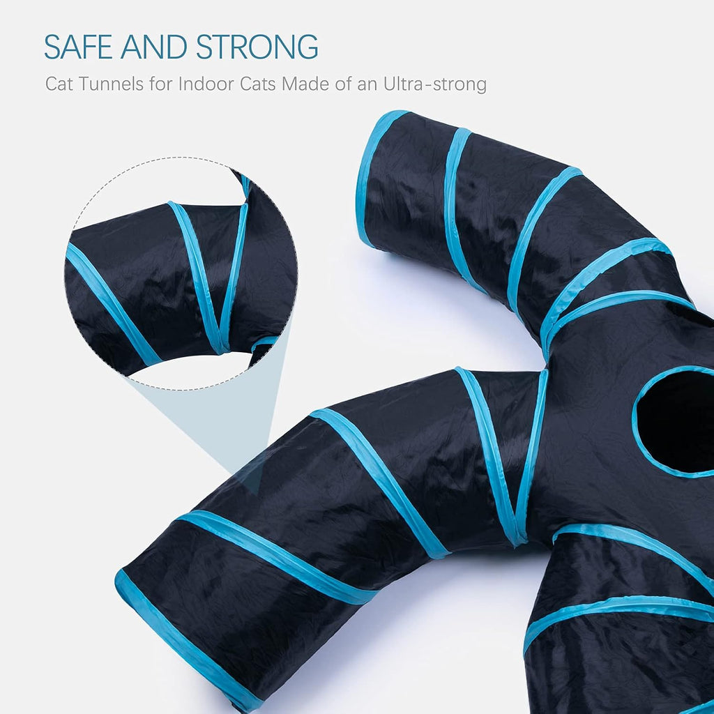 EGETOTA Cat Tunnel for Indoor Cats Large, with Play Ball S-Shape 5 Way Collapsible Interactive Peek Hole Pet Tube Toys, 