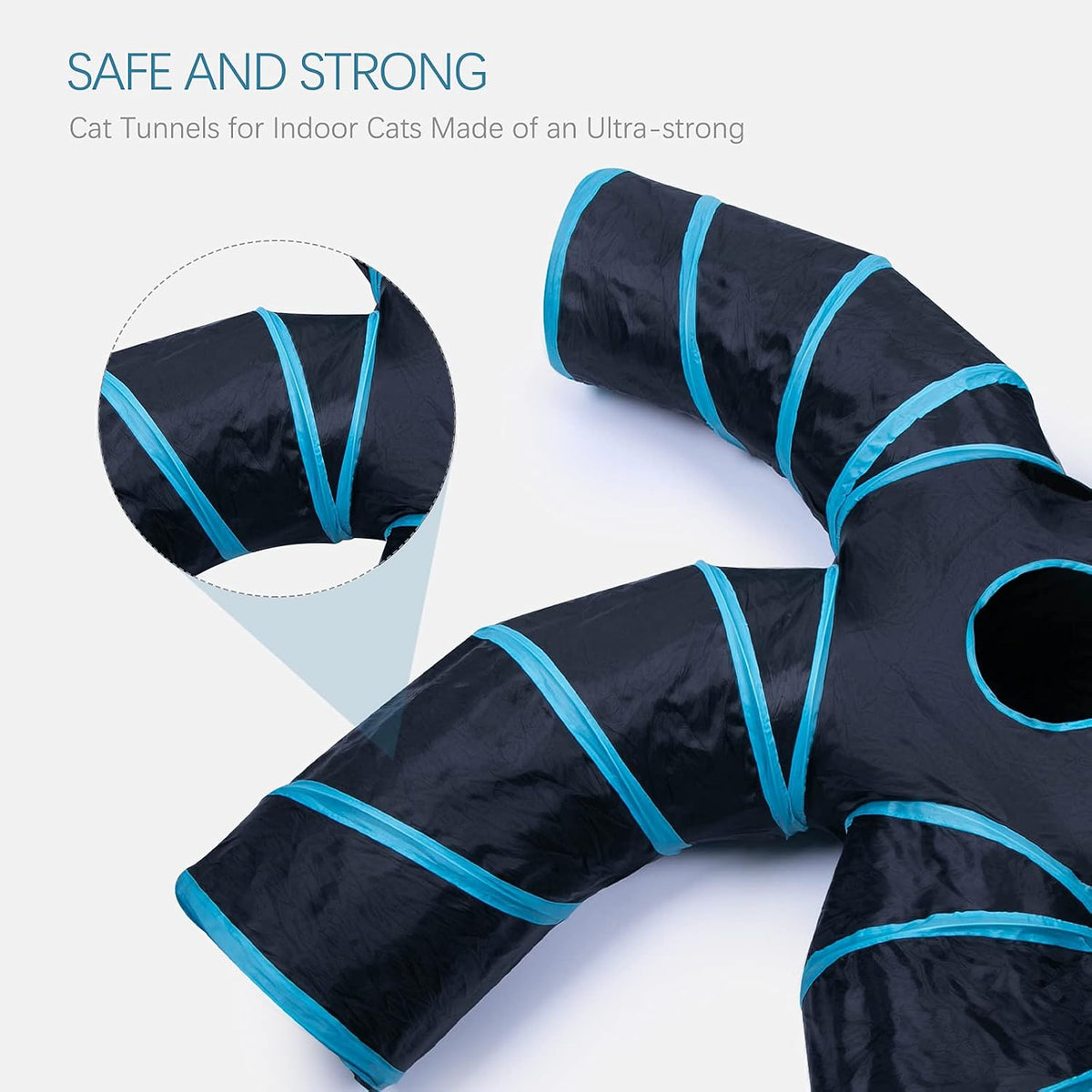 EGETOTA Cat Tunnel for Indoor Cats Large, with Play Ball S-Shape 5 Way Collapsible Interactive Peek Hole Pet Tube Toys, 