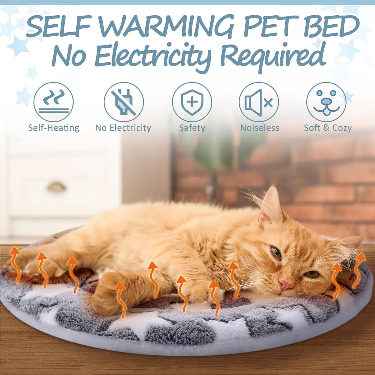 2 Pack Self Heating Cat Pad Self Warming Dog Mat, 16'', Large Star