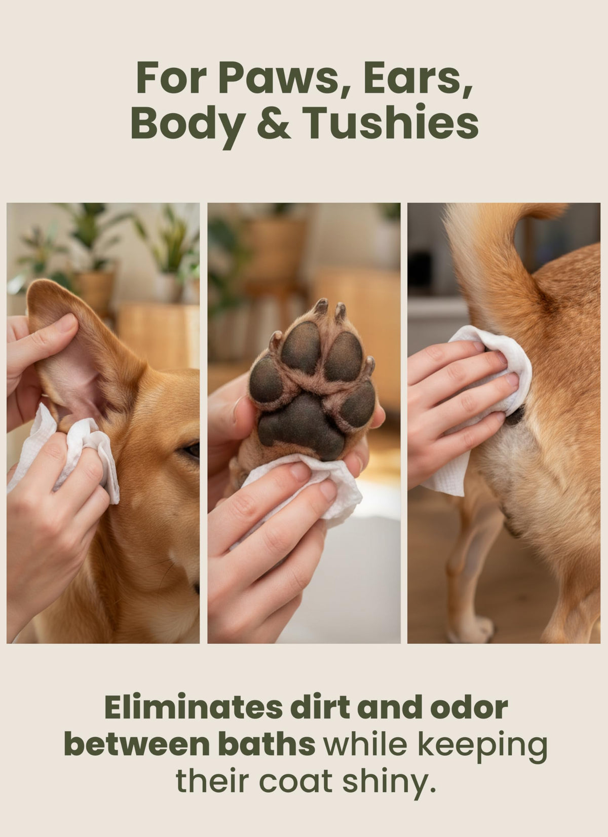 Pogi's Dog Grooming Wipes for Paws & Butt, Fragrance Free, 100 Wipes