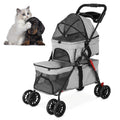 Double Pet Stroller for Cats and Dogs, 2-in-1 Lightweight Foldable Travel Cart with Cup Holder and Foot Brake, Double Do
