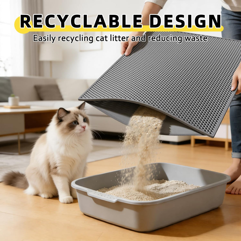 Cat Litter Mat, 30"x24", Waterproof, Easy to Clean (Grey-1Pack)