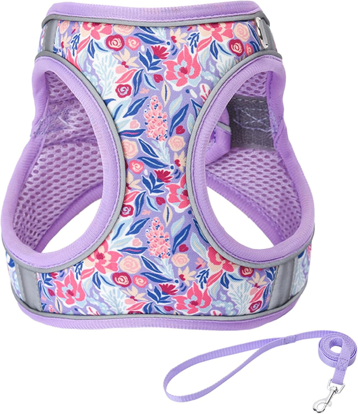 XXS Yellow Flower Pattern Dog Harness and Leash Set,No Escape Harnesses for Training Walking，Breathable Adjustable Puppy