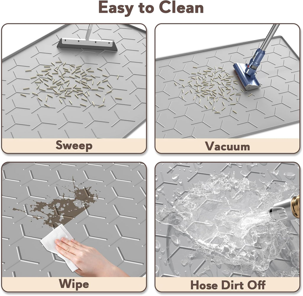Silicone Cat Litter Mat 34×22 inch, Easy to Clean, Gray
