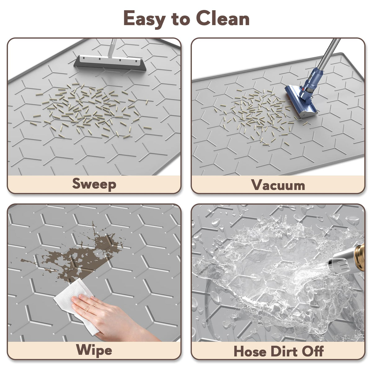 Garoopion Silicone Cat Litter Mat Large 40" X 28", Easy to Clean, Gray