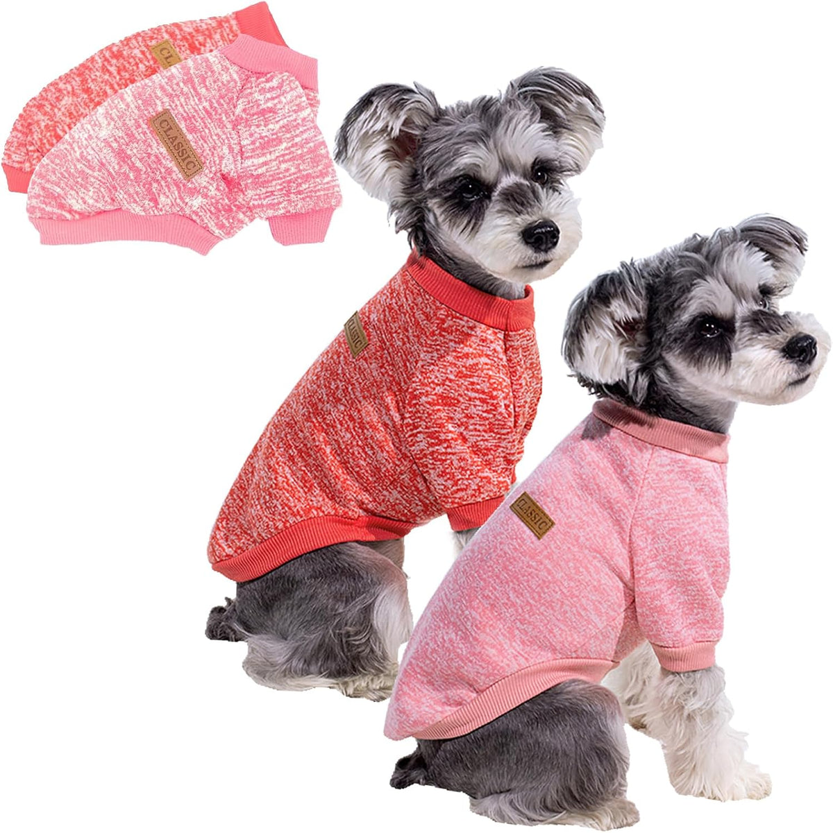 2 Pack Dog Sweaters for Small Dogs & Cat Soft Cute Winter Puppy Clothes