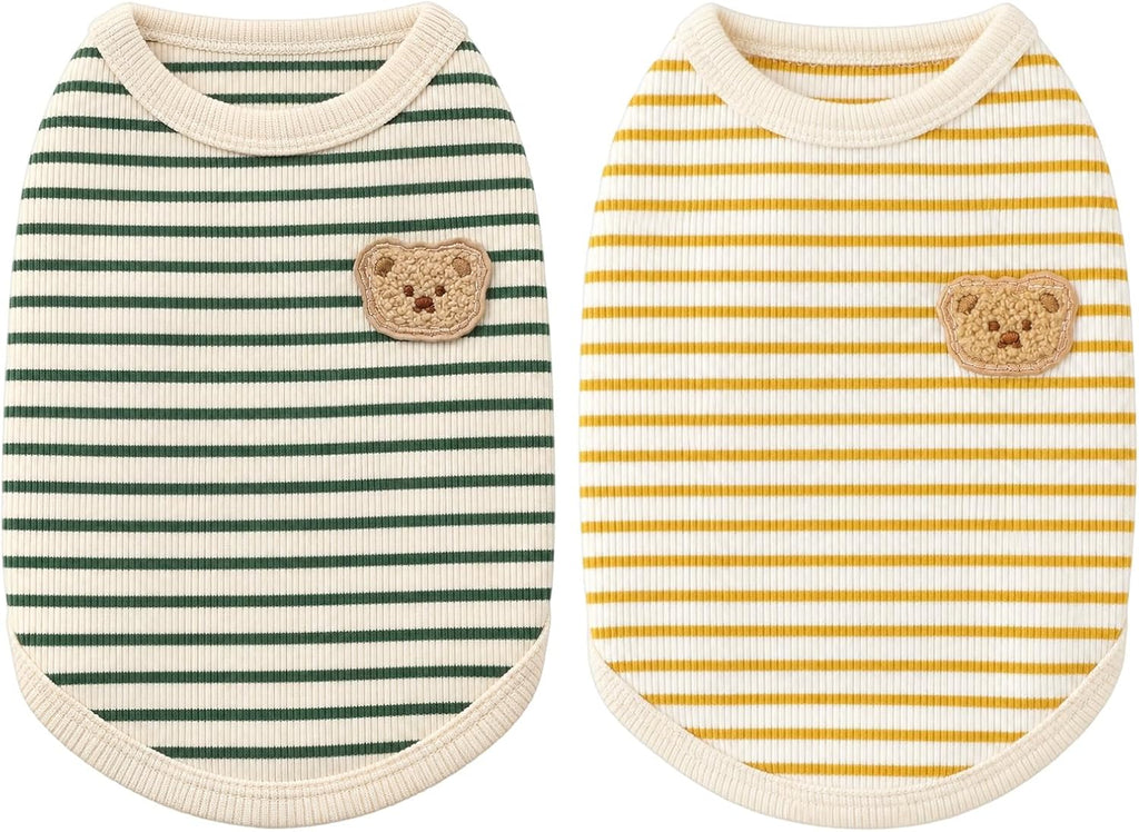 2-Pack Dog T-Shirt for Small Dogs, Striped Stretchy Puppy Clothes