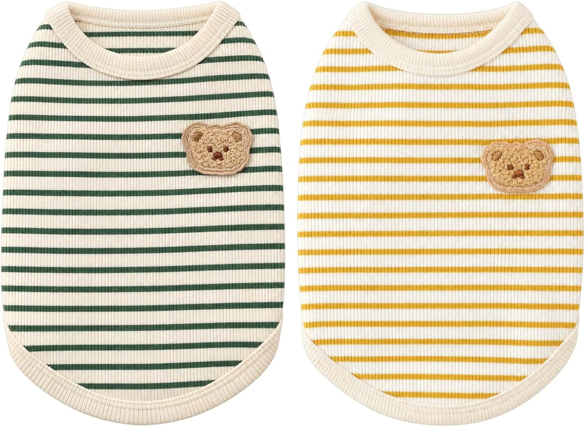 2-Pack Dog T-Shirt for Small Dogs, Striped Stretchy Puppy Clothes