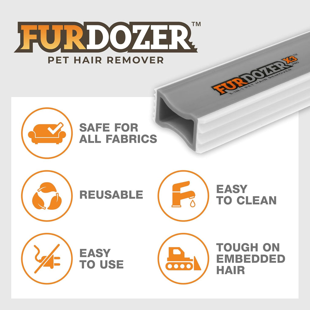 FurDozer Pet Hair Remover & Auto Detailing Tools - Cat & Dog Hair Remover for Carpets, Car Interiors, Couches, Bedding, 
