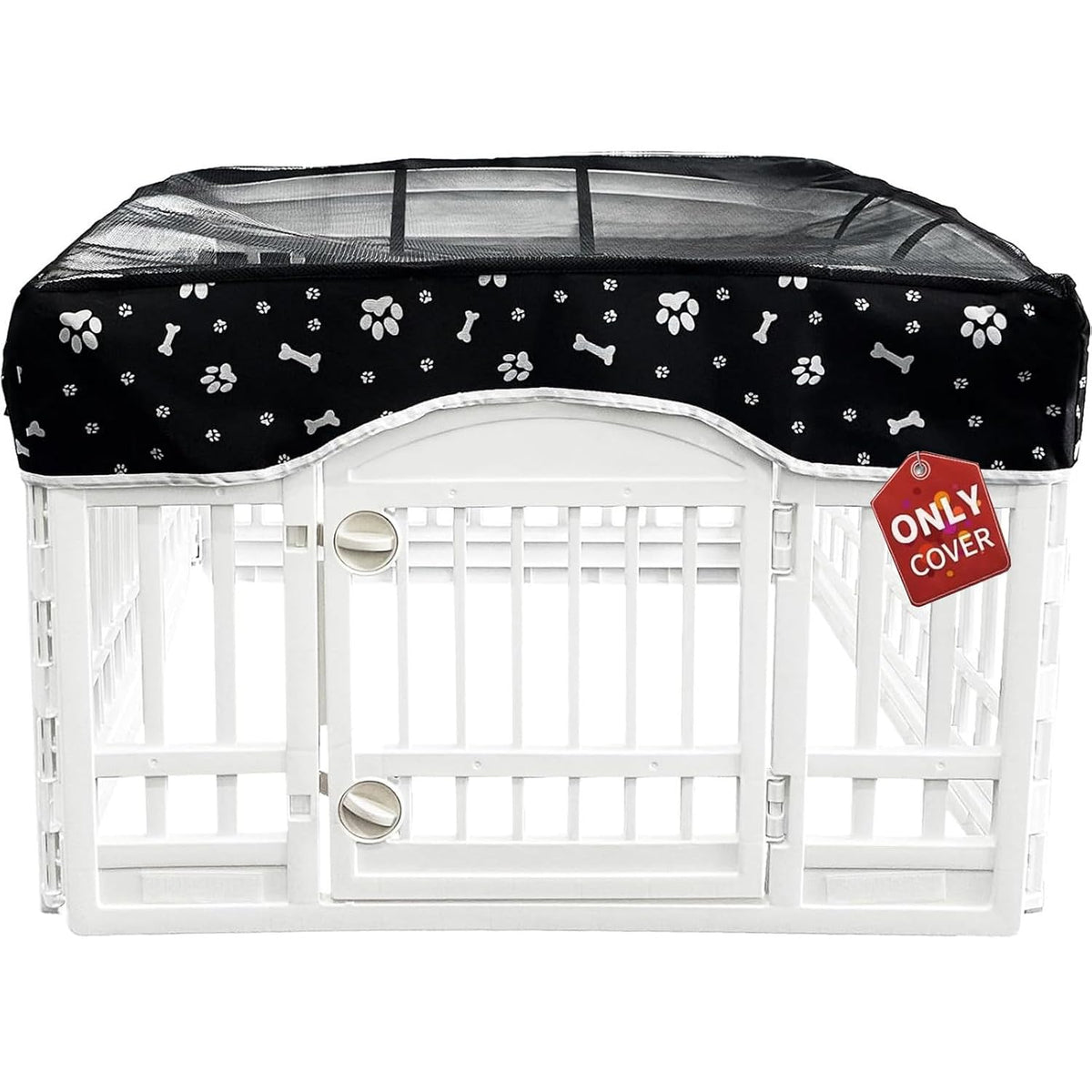 Playpen Top Cover for 36'' Width 4 Panel Pen, Black Paw
