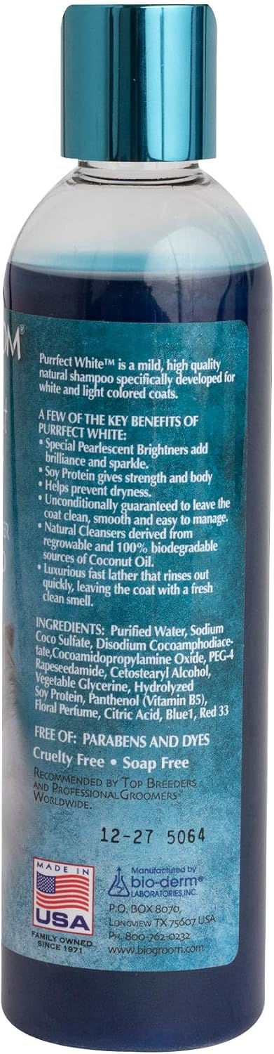 Bio-Groom Purrfect White Cat Shampoo, Coat Brightener, 8 fl oz, 1-Pack