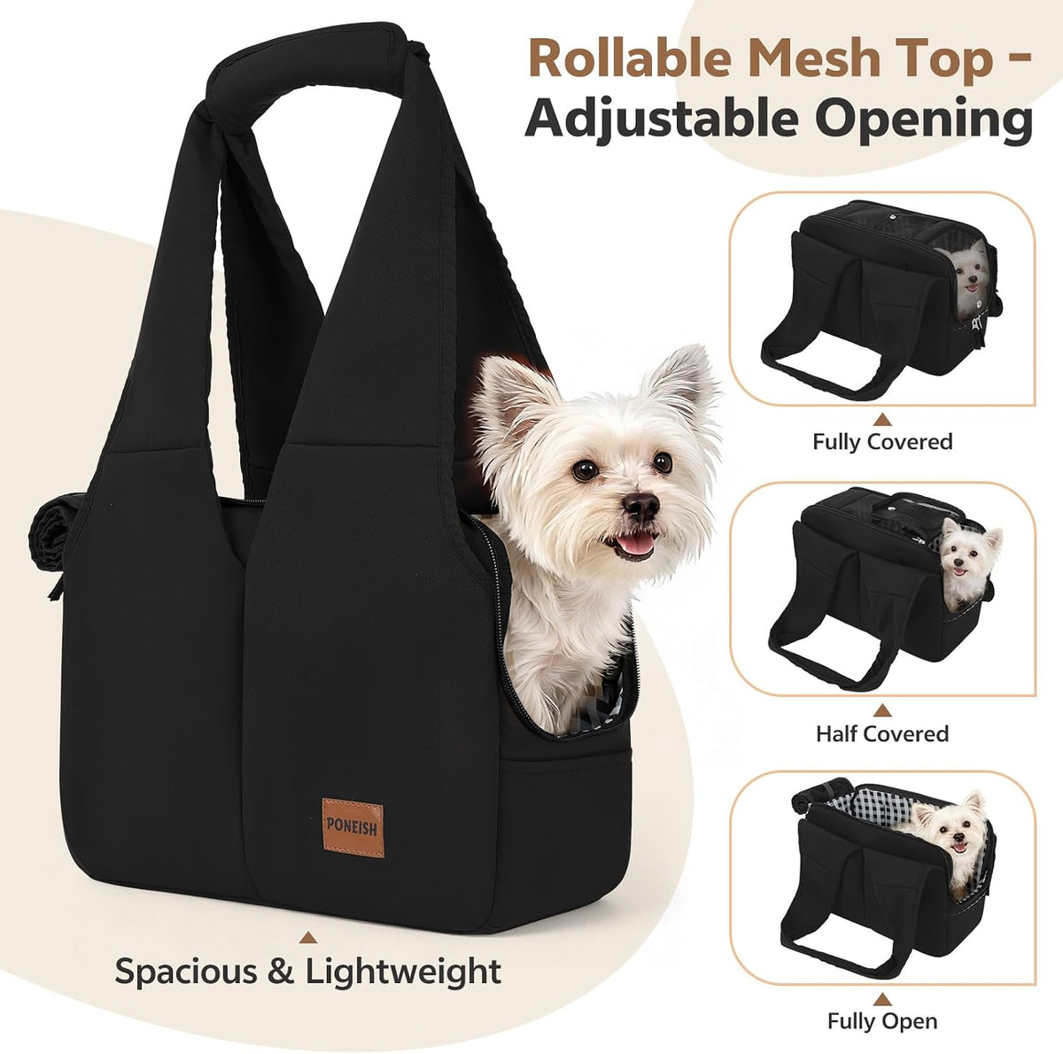 Dog Purse Carrier for Small Dogs and Cats, Soft-Sided Pet Tote Bag with 6 Large Pockets, Collapsible Travel Puppy Carrie