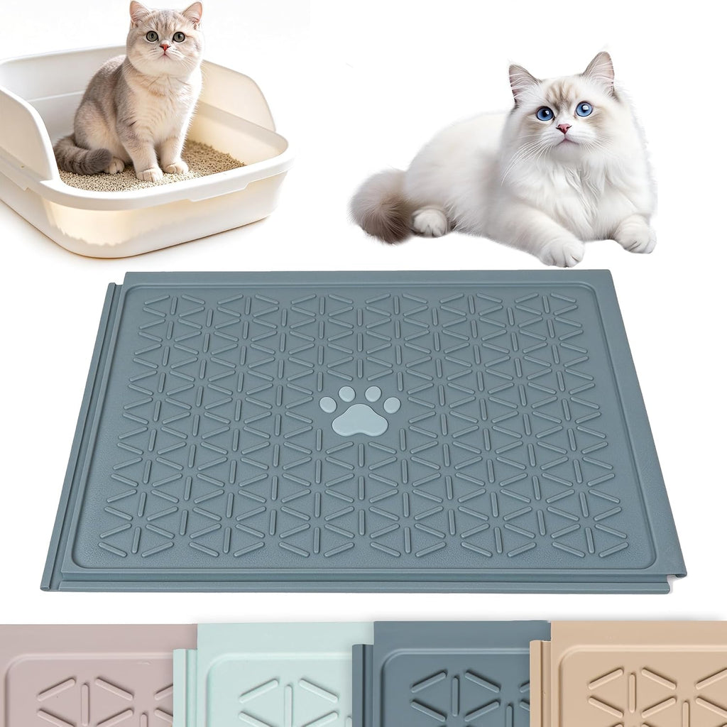 Zegcohjave Cat Litter Mat,19.6"x15.7"Connectable Silicone Litter Box Mat