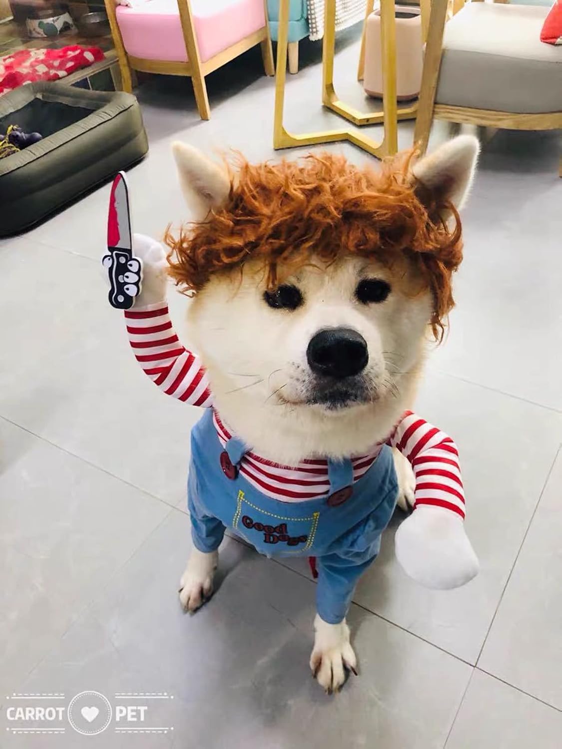 Pet Deadly Doll Dog Costume, Cosplay Halloween Christmas Funny Clothes Party Costume for Small Medium and Large Dogs (Sm