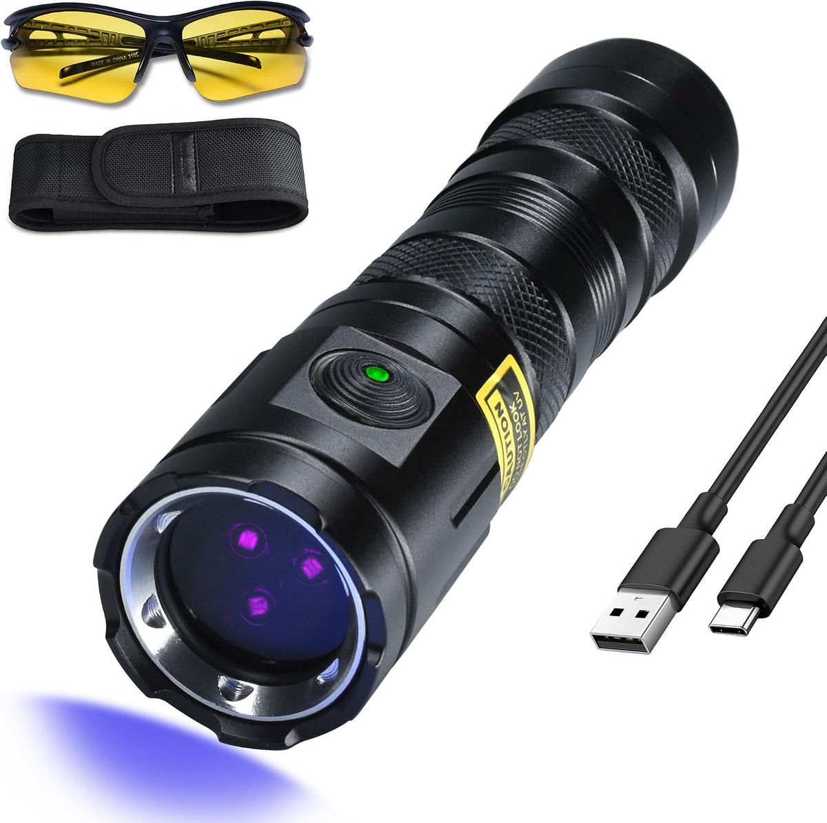 DARKBEAM UV Flashlight 365nm Filtered Black Light Woods Lamps 20W 3 LEDs