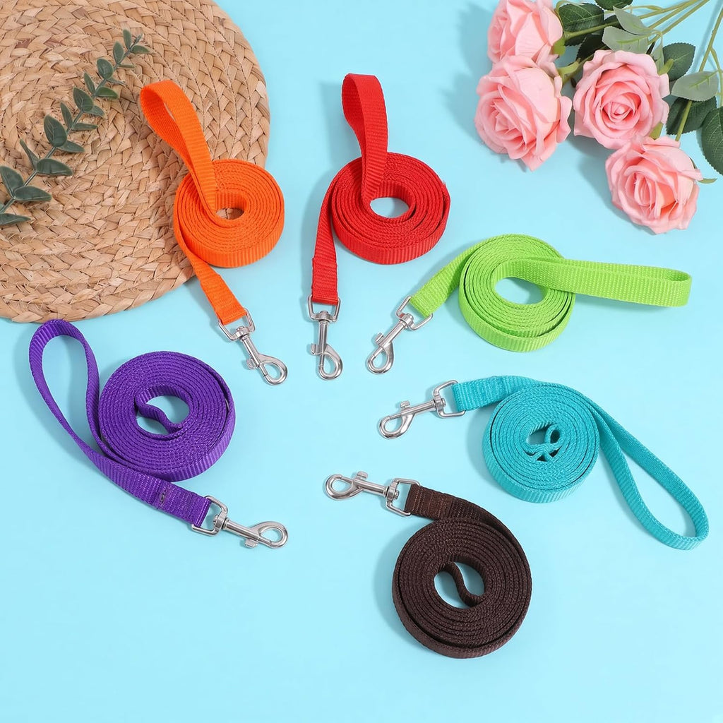 24 Pack Dog Leash Bulk 5 ft, Nylon Dog Training Leashes