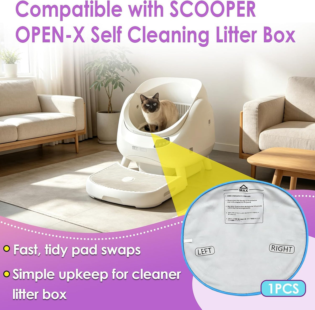 Cat Litter Pad Compatible with SCOOPER OPEN-X Self Cleaning Litter Box