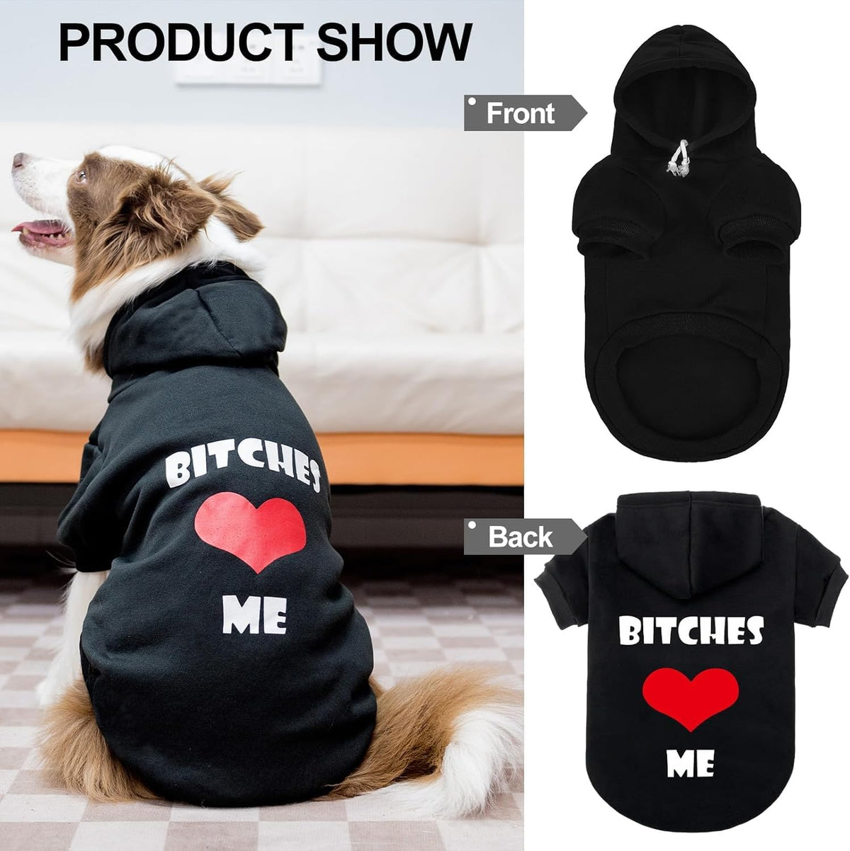 Dog Hoodies for Small Medium Large Dogs,Black L