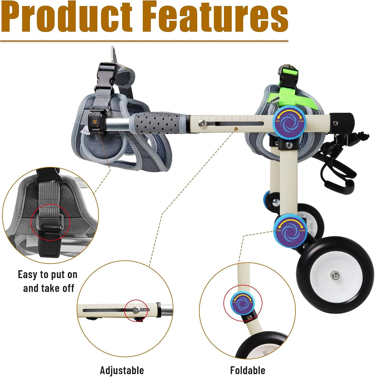 Dog Wheelchair for Back Legs, Adjustable Mobility Cart for Dog