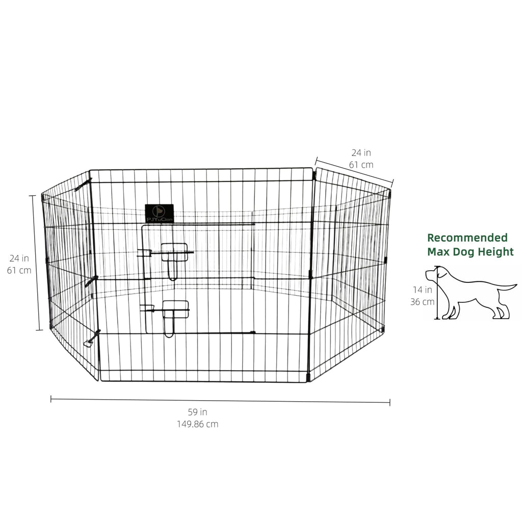 PJYuCien Puppy Playpen with Bottom Pad and Door, 8 Panels 24" H, Black