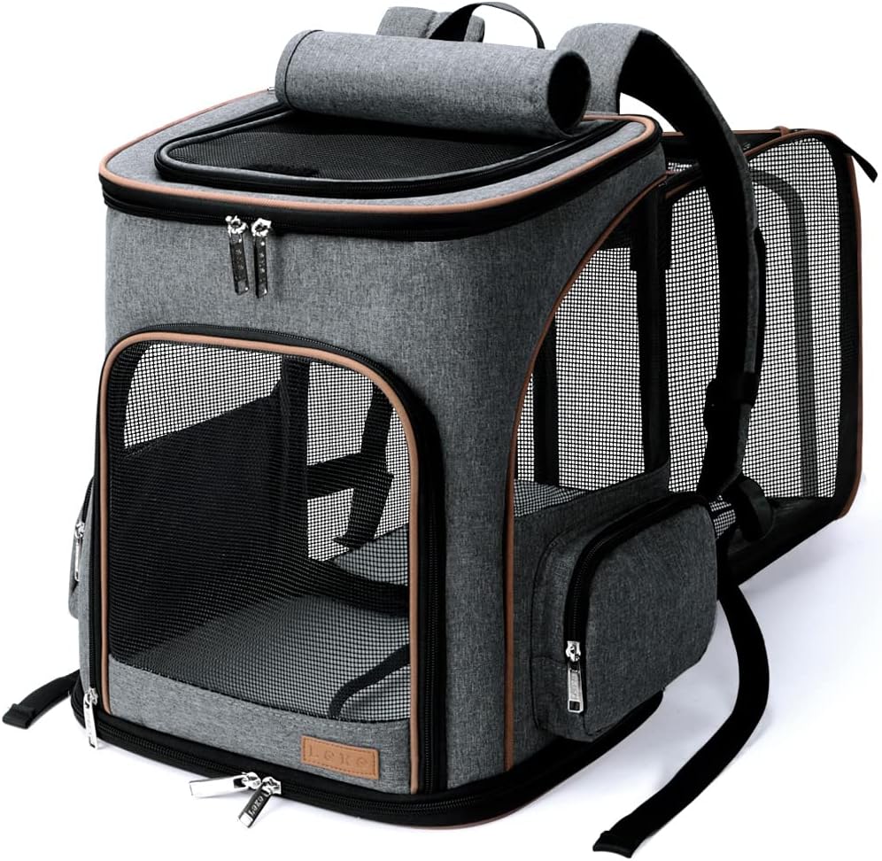 Lekereise Pet Carrier Backpack Expandable Cat Backpack Carrier for Small Dogs Large Cats Puppies, Dog Backpack Carrier f
