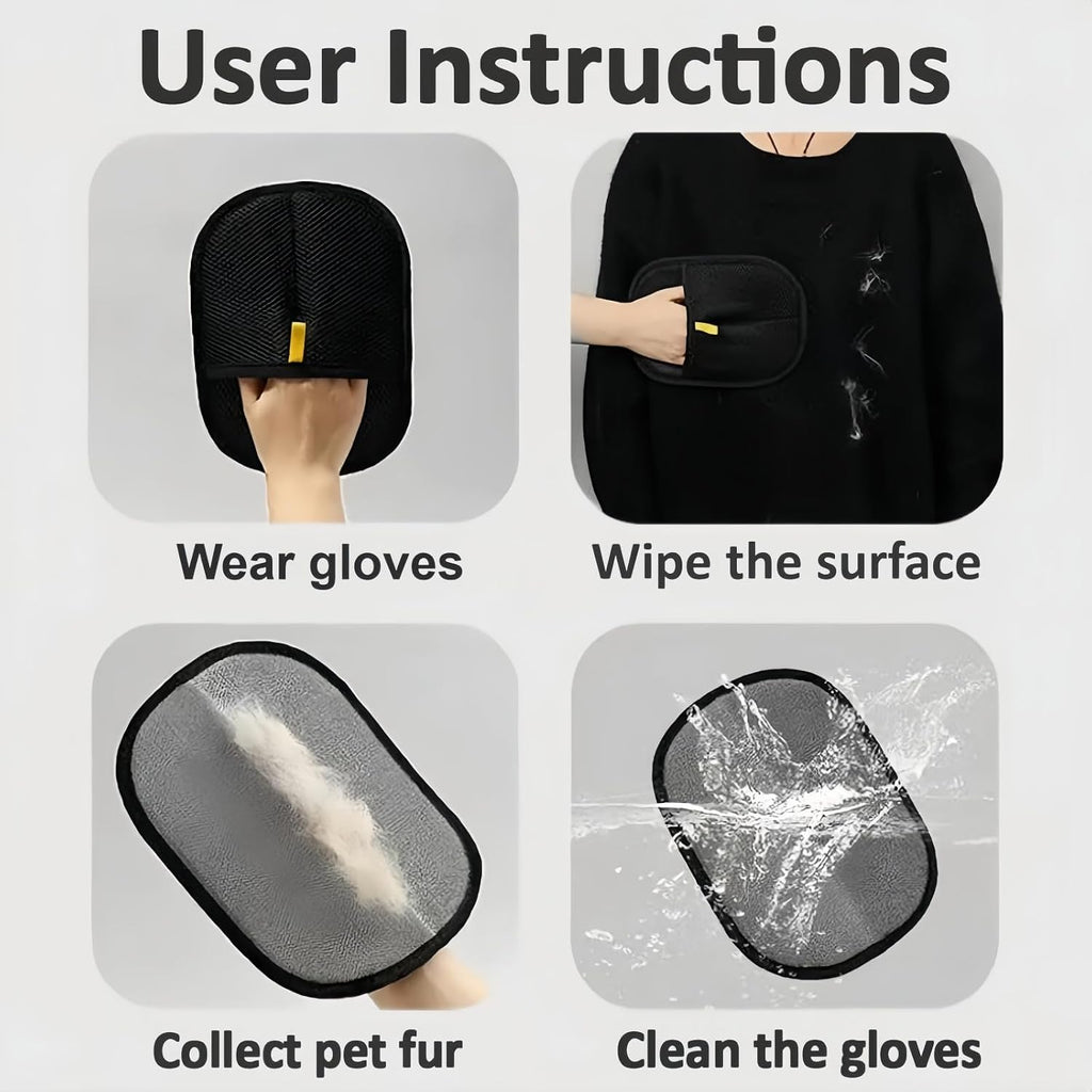 Pet Hair Removal Glove, Reusable Washable Pet Grooming Gloves (2pcs)