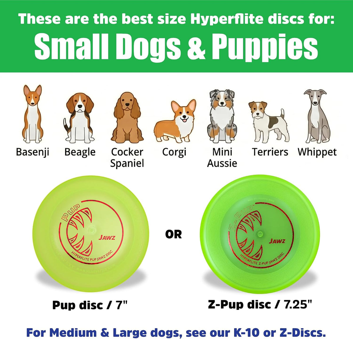 Hyperflite Pup Jawz Puncture Resistant Dog Flying Disc, Small Dogs