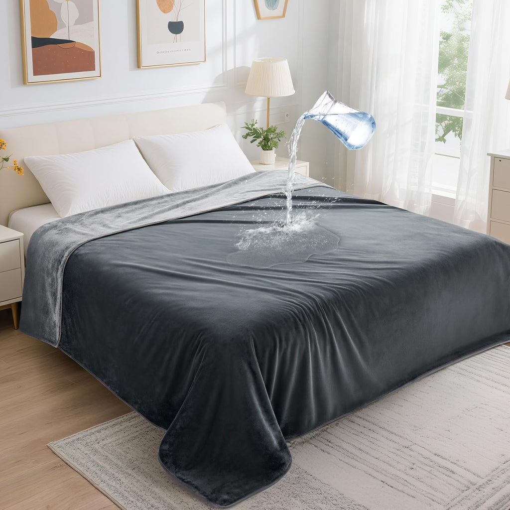 LOOBANI Waterproof Blanket for Bed, Soft Flannel Twin Bed Blanket 60" x 80"