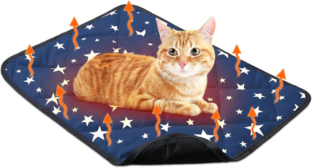 Self Heating Cat Bed Mat Self Warming Pad, Black, 12 x 12 x 0.4 Inch