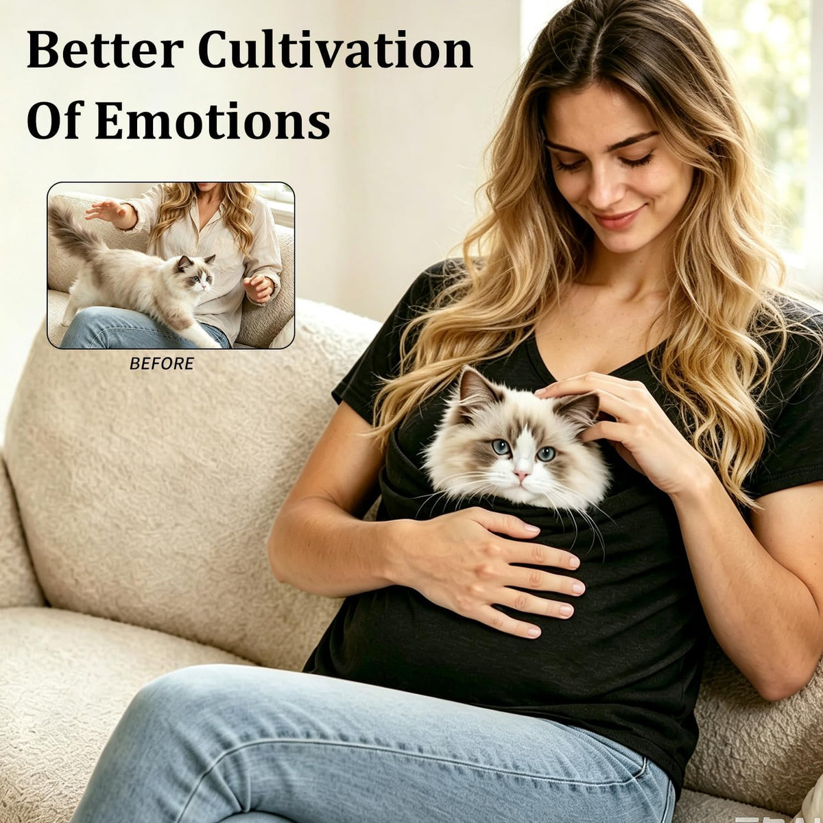 Pet Pouch Shirt for Small Dogs&Cats,Hands-Free Carrier with Kangaroo Pouch