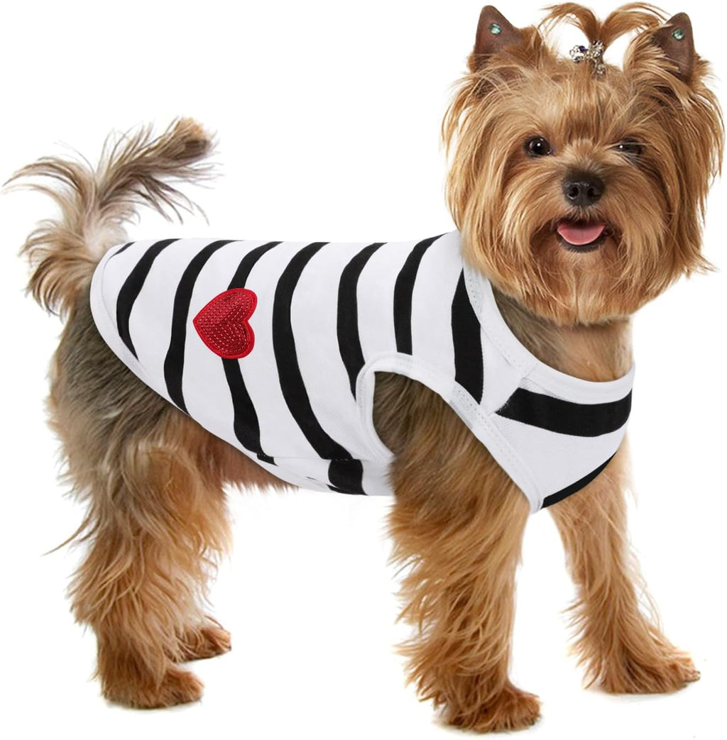 Dog Shirts for Medium Dogs, Striped T-shirt Dog Tank Top, Bichon Tee Shirts