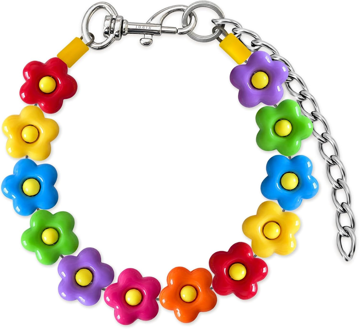 Vibrant Flower Beaded Dog Necklace, Adjustable Fashion Pet Jewelry