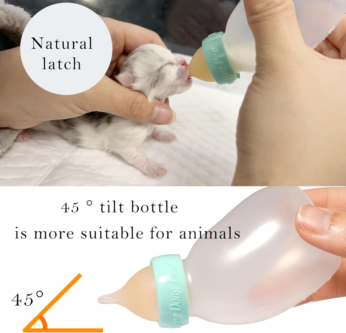 Kittens Feeder Bottle,Silicone Feeding Nipple and Syringes