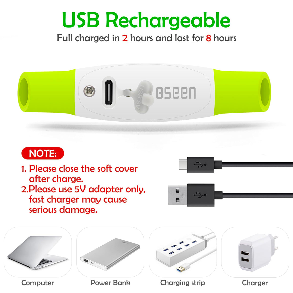 Led Dog Collar, BSEEN USB Rechargeable Flash Light up Dog Collar