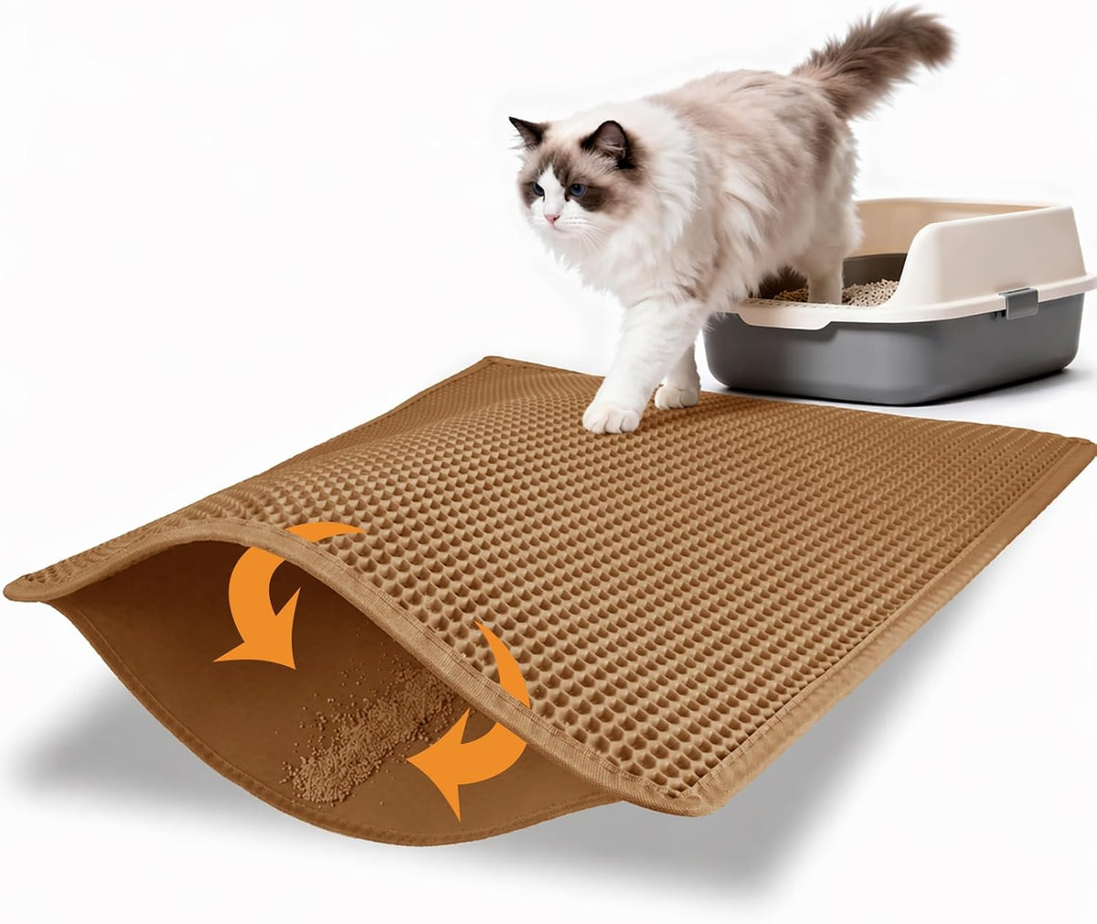 Pieviev Litter Mat, Double-Layer Waterproof Litter Trap, 30" x 24" Brown