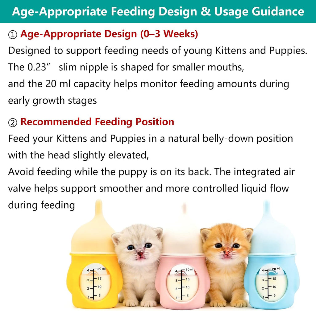 Puppy Bottles for Nursing，Kitten Bottles for Nursing，Pet Feeding Bottle，(Yellow- 20ml)