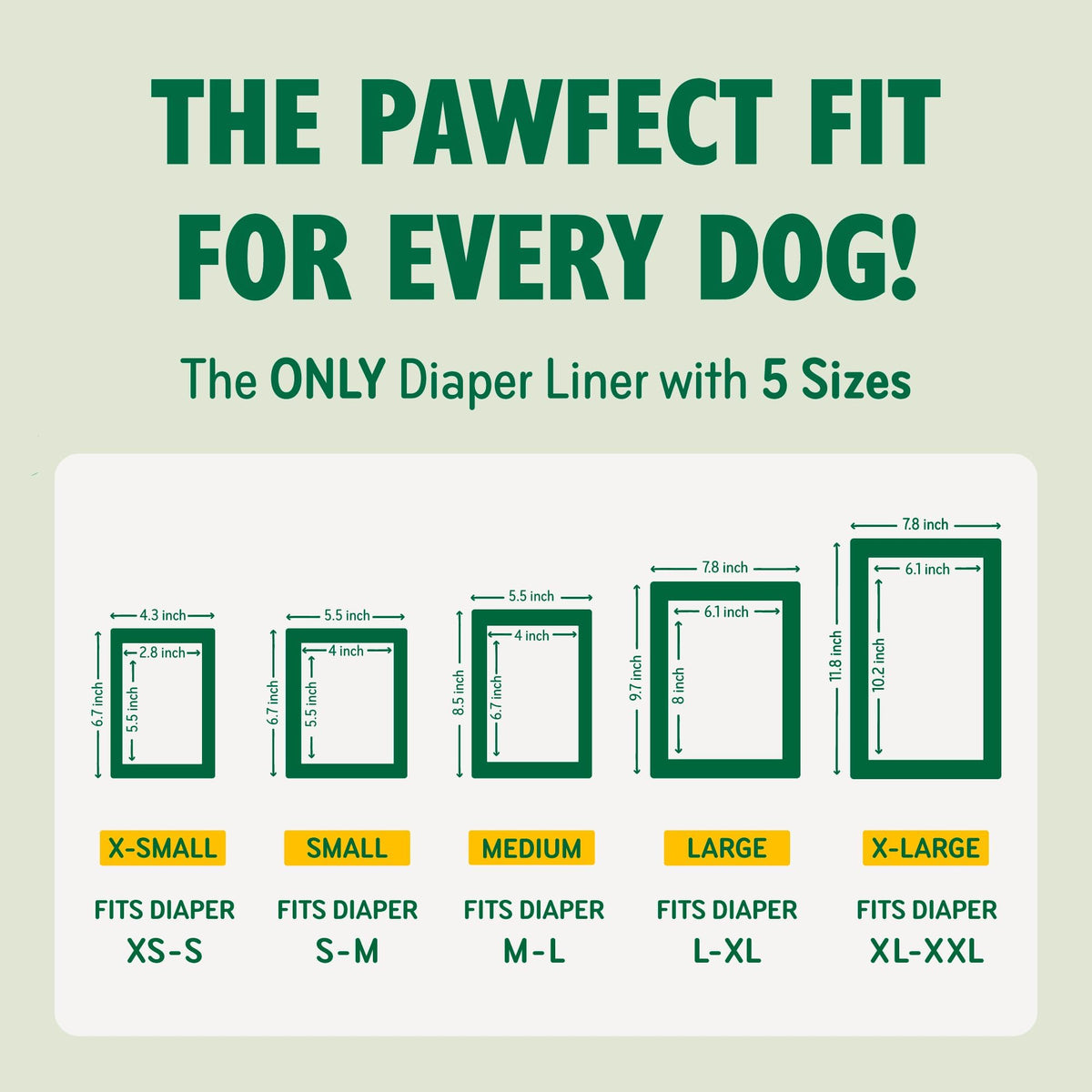 PAWPANG Dog Diaper Liners, Booster Pads for Male & Female Dogs, 100ct, S