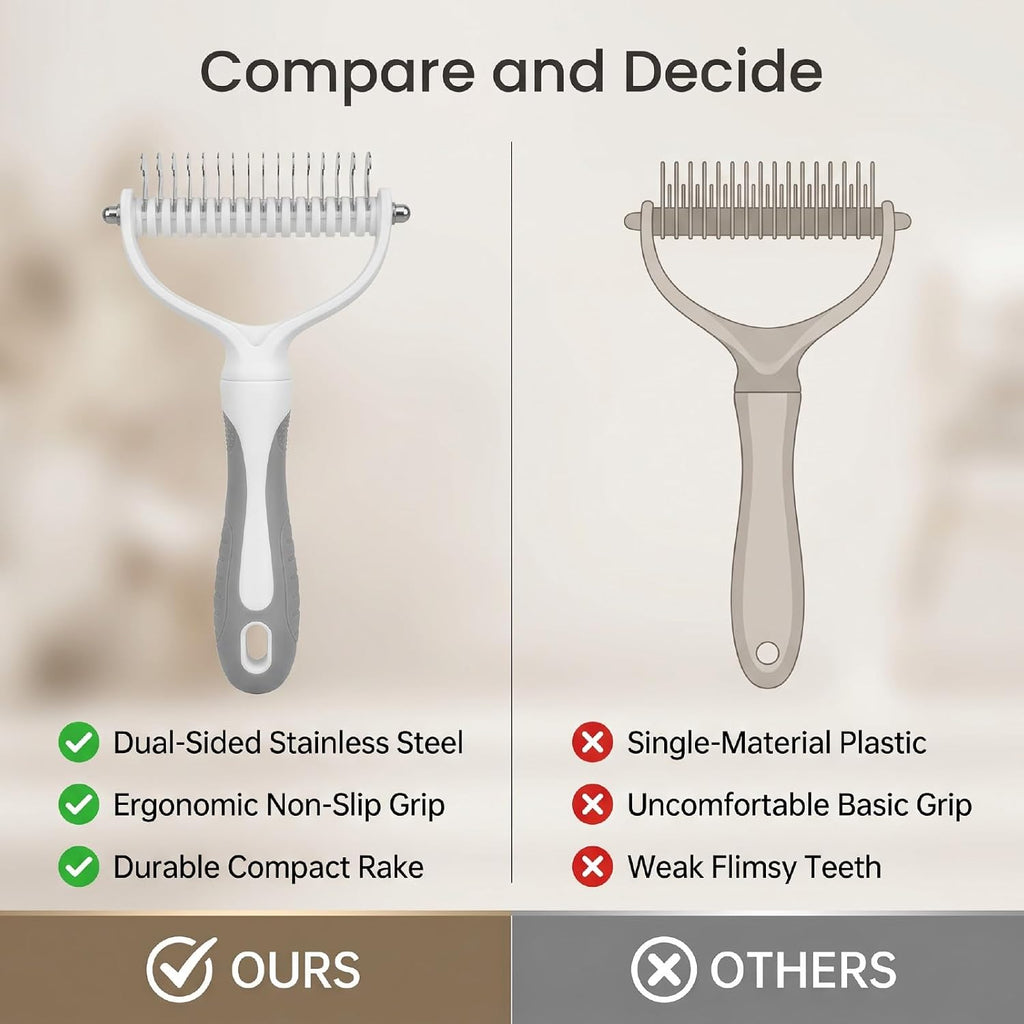 GLOGLOW Lightweight Ergonomic Grooming Brush for Backyard Shedding (Grey)