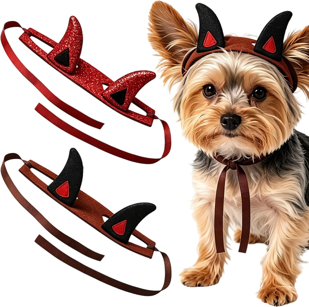 2 Pcs Halloween Devil Horns Headband for Dogs Cats Pet Hair Accessories