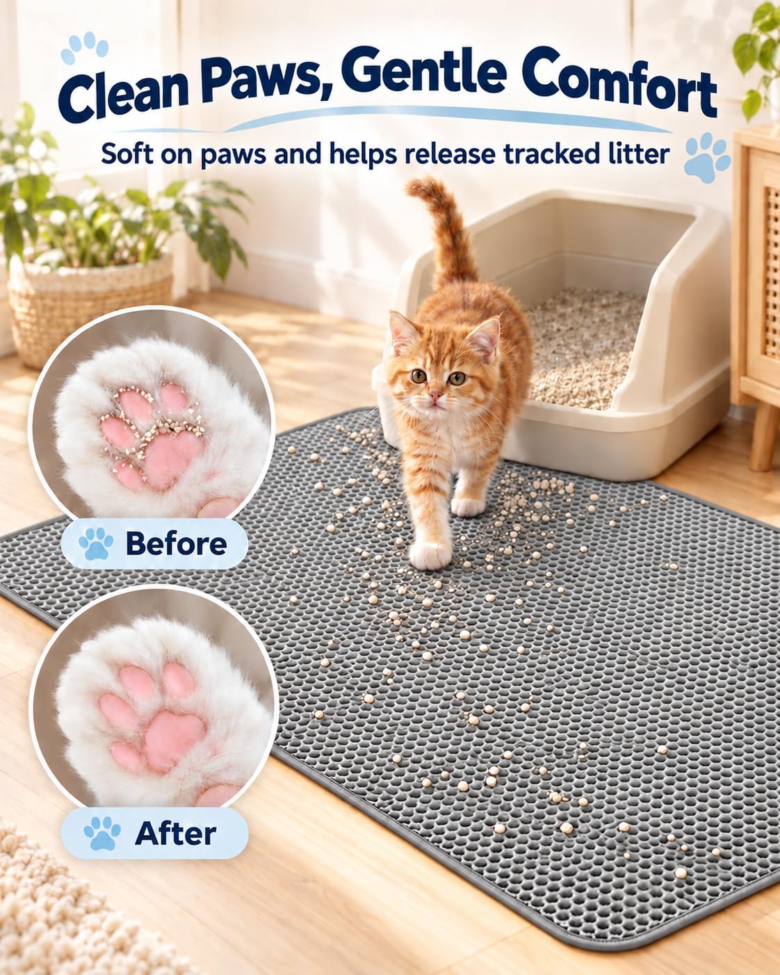 GRELY Cat Litter Mat, 47 x 28 Extra Large Waterproof Litter Box Mat