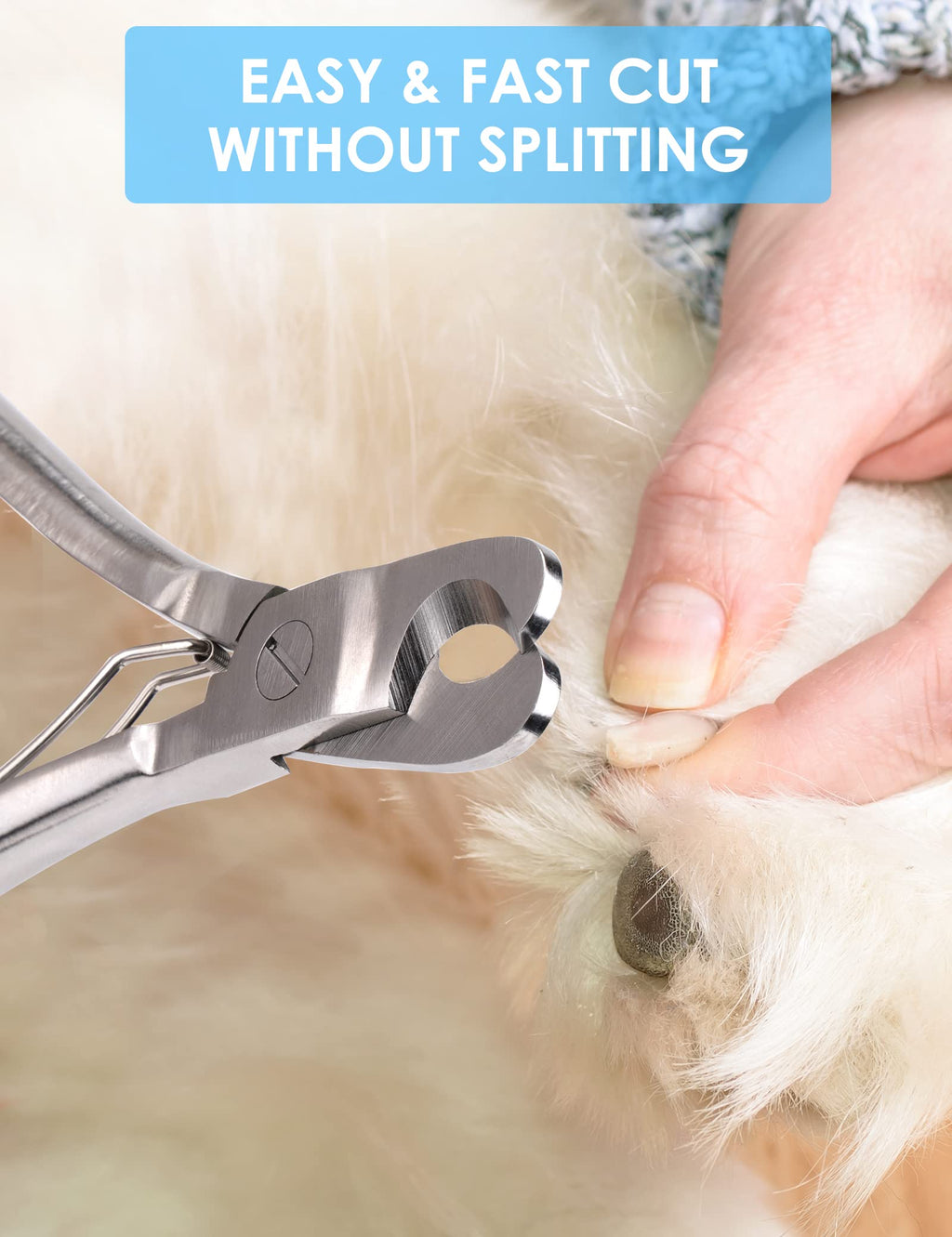 Gobeigo Heavy Duty Dog Nail Clippers for Large Dogs & Thick Nails (Silver)