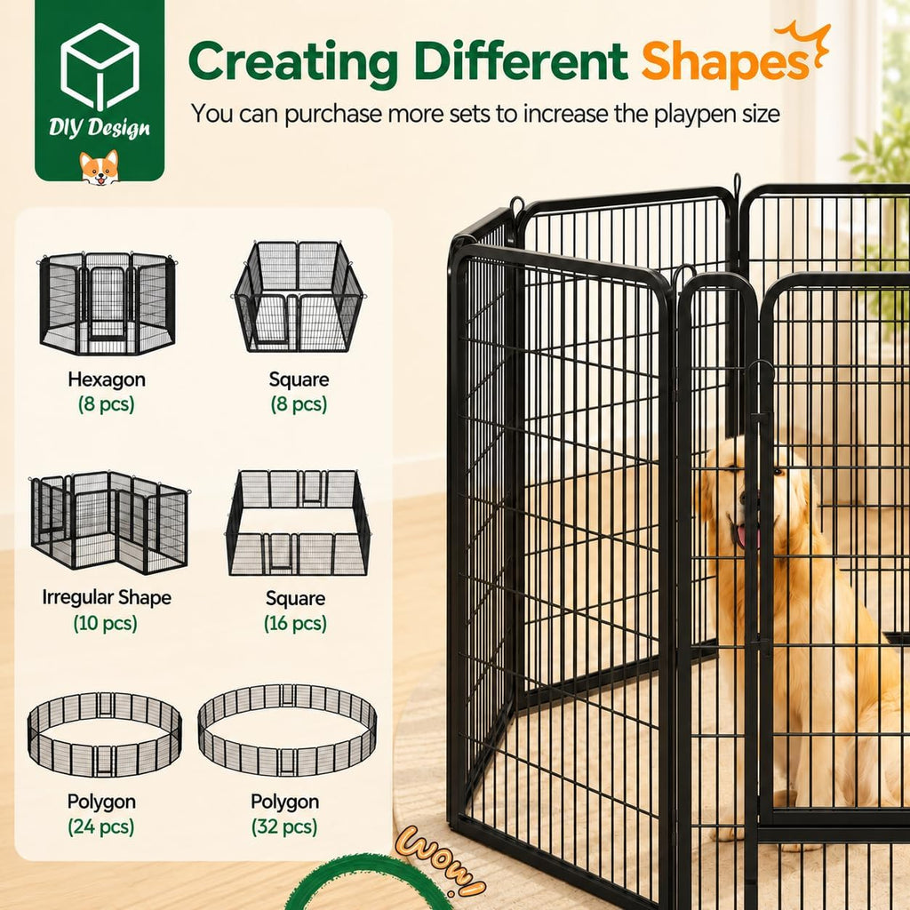 Yaheetech Dog Playpen 40in 8 Panels Portable Fence for Indoor Yard Camping