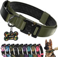 Tactical Dog Collar for Large Dogs with Leather Handle (Army Green, L)