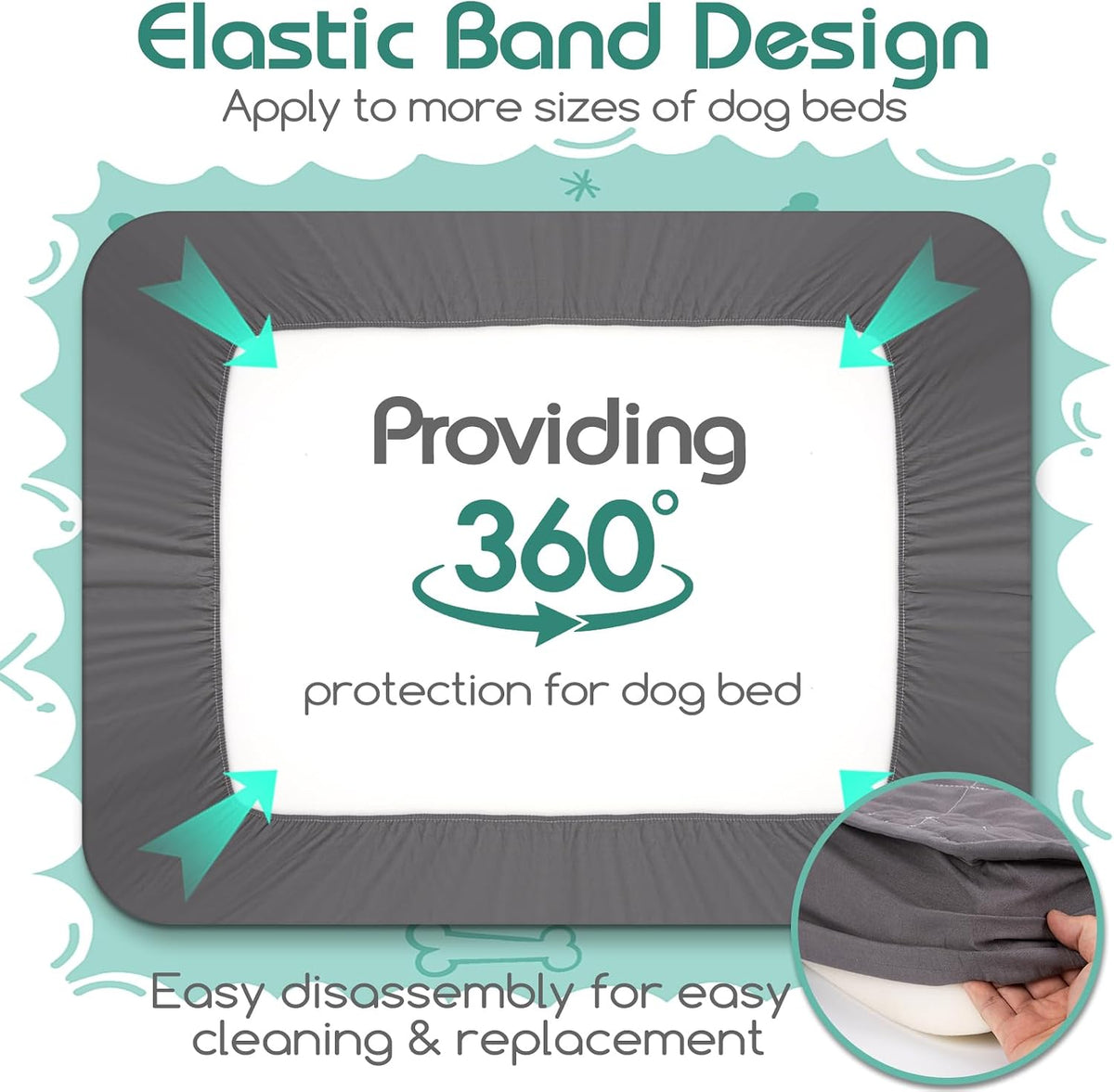 Dog Bed Cover with Waterproof TPU Backing,36" x 27",Cover Only