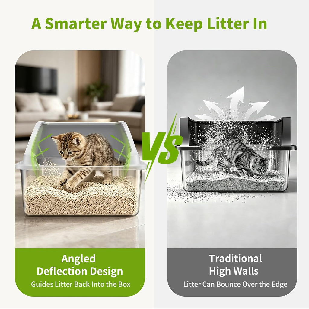 Stainless Steel Cat Litter Box, Extra Large XL Metal LitterBox, Light Grey