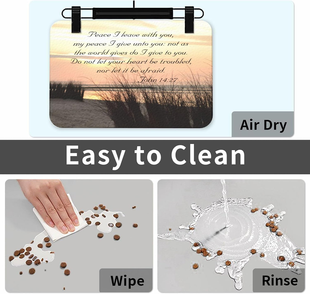 John My Peace I Give to You, Bible Verse Classic Round Cat and Dog Quick Drying Leather Pet Non Slip Placemat 30x45cm