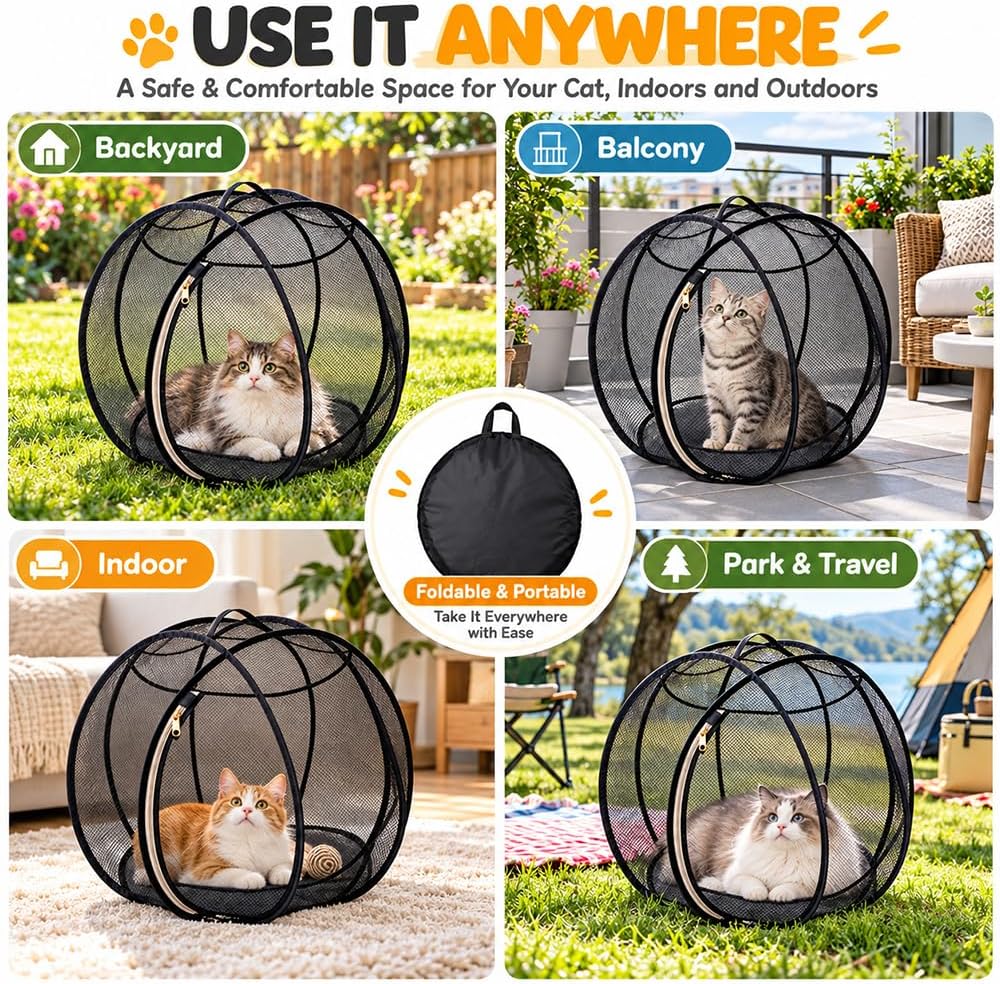 2027 New Rolly Cat Ball, 360° Rotating Outdoor Cat Enclosure，1PC